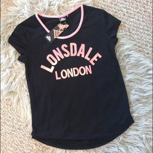 Lonsdale London Black Shimmering Pink Tee